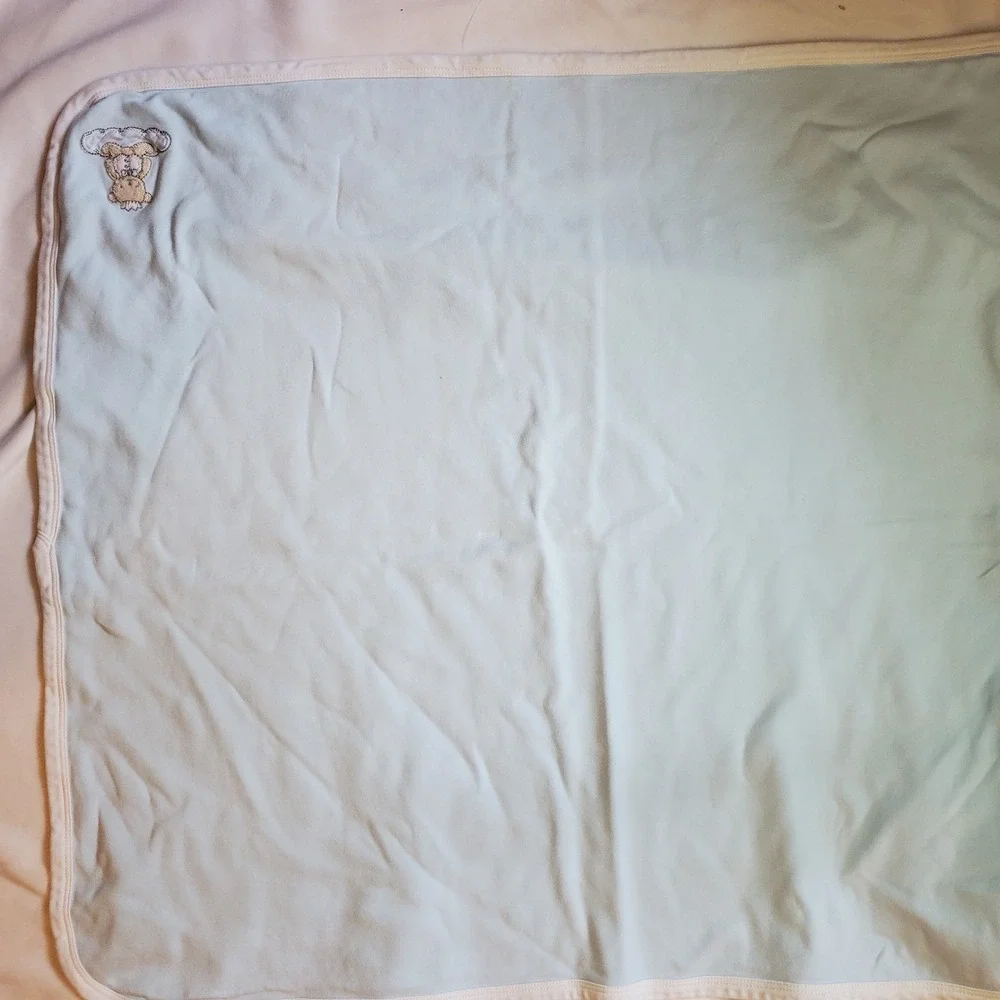 LITTLE ME Blue‎ Bear Baby Blanket White Stripes Cotton Boy Crown Cloud 25x30